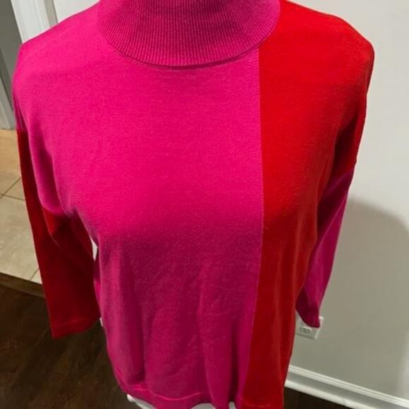 Anne Klein Sweater Mock Turtleneck Pink Red Womens **See Measurements** - Picture 1 of 6